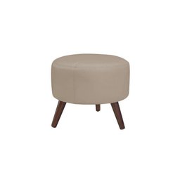 Puff Decorativo Redondo Pés Palito Couro Natural Bege - 1