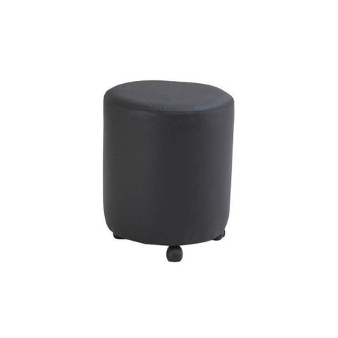 Puff Cirius C/ Rodízios Plástico Pu Sintético Preto G15 - Gran Belo