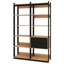 Ver imagem 3 de Guarda Roupas Closet 2 Gavetas e 6 Prateleiras Cb0093 Linha Industrial Genialflex Freijo Fosco/preto