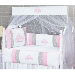 Kit Berço Princesa Padrão Americano 09 Peças Rosa - Giz de Cor - 2