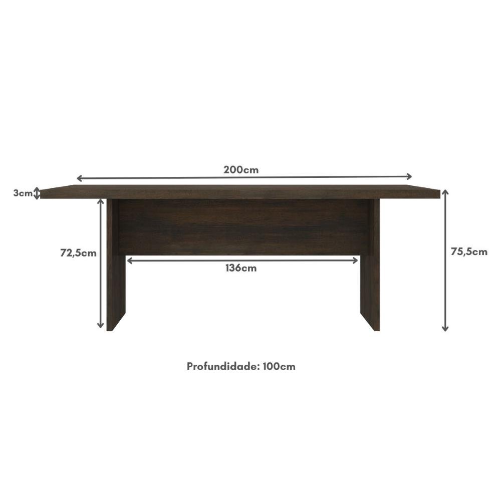 Mesa de Escritório 200cm para Reunião com Tampo 30mm Multimóveis Cr25281 - 6