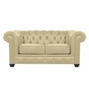 Ver imagem 1 de Sofá Chesterfield 2 Lugares com Pés Madeira Couro Bege - Mempra