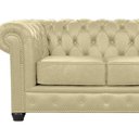 Ver imagem 2 de Sofá Chesterfield 2 Lugares com Pés Madeira Couro Bege - Mempra