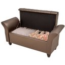 Ver imagem 2 de Puff Baú Decorativo com Pés de Madeira Erick 1,40 Tcs-357 Marrom - Laura Lar