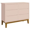 Ver imagem 1 de Cômoda Infantil 6 Gavetas Classic Rosa Acetinado com Pés Madeira – Reller