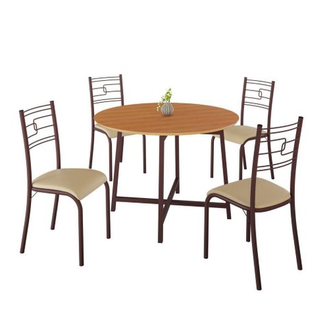 Conjunto Sala de Jantar Ella 90cm 4 Cad Marrom C- Creme