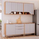 Ver imagem 1 de Cozinha Modulada 4 Peças com 2 Balcões e 2 Armários Aéreo Celeste Bege Cinamomo/Platina