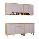 Ver imagem 2 de Cozinha Modulada 4 Peças com 2 Balcões e 2 Armários Aéreo Celeste Bege Cinamomo/Platina