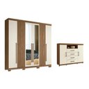Ver imagem 1 de Guarda Roupa +cômoda 2 Peças Qc348 Jatoba/areia - Santos Andirá
