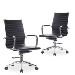 Kit 2 Cadeiras Giratórias para Escritório Resolute Office Preto - Lyam Decor - 1