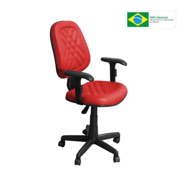 Cadeira de Escritório Ce-02Gpbt Giratória Couro Vermelho - Pethiflex - 2