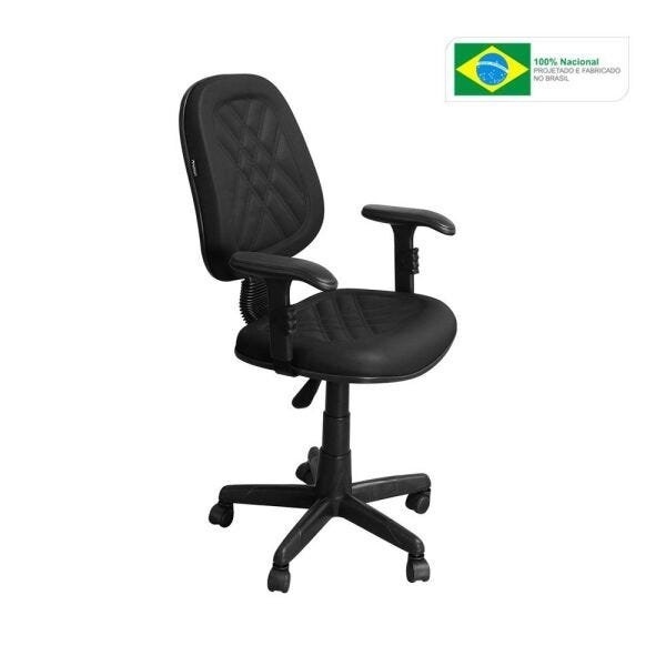 Cadeira de Escritório Ce-02Gpbt Giratória Couro Preto - Pethiflex - 2