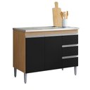 Ver imagem 1 de Balcão Gabinete Cozinha Andréia 100cm 2 Portas sem Tampo Mdp Amêndoa/preto - Desk Design