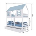 Ver imagem 4 de Beliche Casinha Encantada com 02 Gavetas Madeira Maciça Branco / Azul Housin