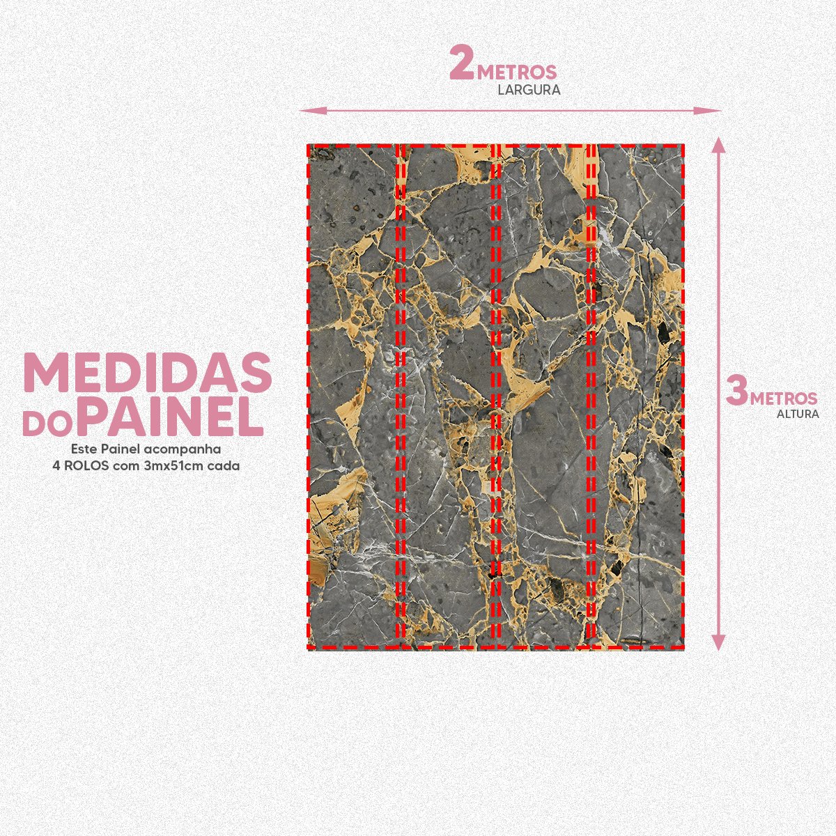 Papel de Parede Painel 3D Mármore Agata com Dourado 2M Auto Colante Revestimento Brilhoso - 5