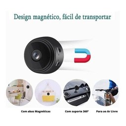MICRO CÂMERA SEGURANÇA MAGNÉTICA IP ESPIÃ MINI VIGILÂNCIA WI-FI BATERIA PORTÁTIL - 5