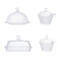 Ver imagem 1 de Kit Queijeira + Manteigueira + Meleira + Açucareiro de Cristal Martelado Lyor