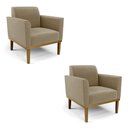 Ver imagem 1 de Kit 2 Poltronas Base de Madeira Fixa Castanho Marisa Suede Marrom Rato - D'Rossi
