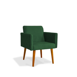 Poltrona Stilo Estofada Pés Retrô em Madeira - Verde - 1