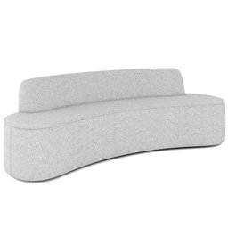 Sofá 3 Lugares Curvo Sala de Estar Living Cancún D02 Linho Cinza 180 cm D-315 - Lyam Decor - 1