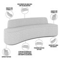 Ver imagem 3 de Sofá 3 Lugares Curvo Sala de Estar Living Cancún D02 Linho Cinza 180 cm D-315 - Lyam Decor