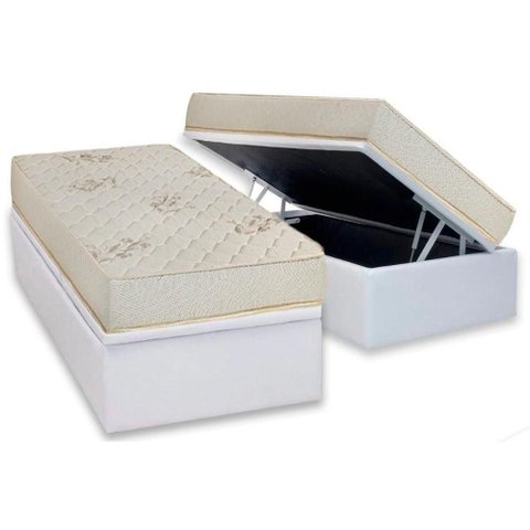 Conjunto Box Baú Solteiro: Colchão Espuma D33 Supreme Floral + Base Crc Courano White