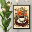 Ver imagem 1 de Quadro Arte Xícara de Café com Flores 45x34cm - com Vidro:moldura Branca