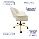 Ver imagem 2 de Poltrona Escritório Eduarda Cor Off White Base Dourada com Regulagem de Altura Poltronas do Sul
