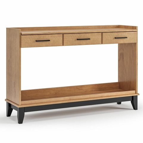 Aparador Sala 135cm 3 Gavetas Storage Carvalho/Preto Z25 - Mpozenato