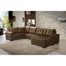Sofá de Canto com Chaise Bia Império Estofados Marrom - 1