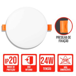 Luminária de Teto Painel Plafon Embutir Borda Infinita Redondo 24w Luz Neutra 4000k - 3