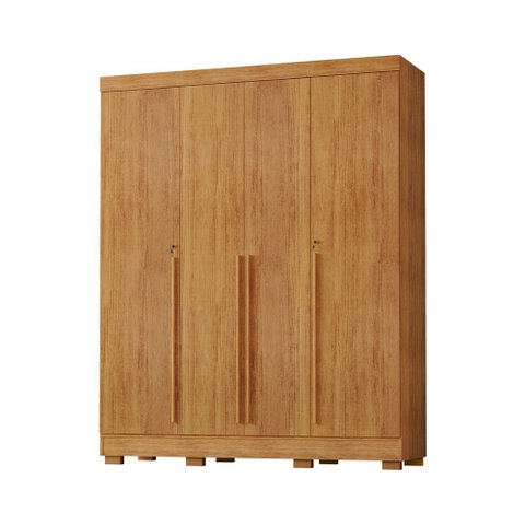 Guarda Roupa Roupeiro Casal Domus Max 4 Portas 3 Gavetas 8 Prateleiras 3 Cabideiros Cedro