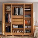 Ver imagem 5 de Guarda Roupa Roupeiro Casal Domus Max 4 Portas 3 Gavetas 8 Prateleiras 3 Cabideiros Cedro