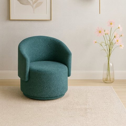 Poltrona Orgânica Bouclé Redonda para Sala Quarto Recepção Confortável Elegante Divani