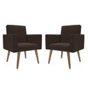 Ver imagem 1 de Kit 2 Poltronas para Sala de Estar e Recepção Lina Marrom