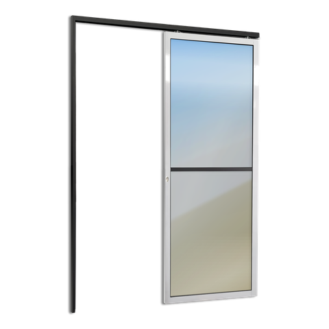 Porta de Correr Suspensa Vidrao Esq L.25 Mix Preta 210x70 Brimak