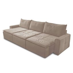 Sofá Retrátil Luxo 3 Lugares 308cm Linho Bege - Ilha Bela - 1