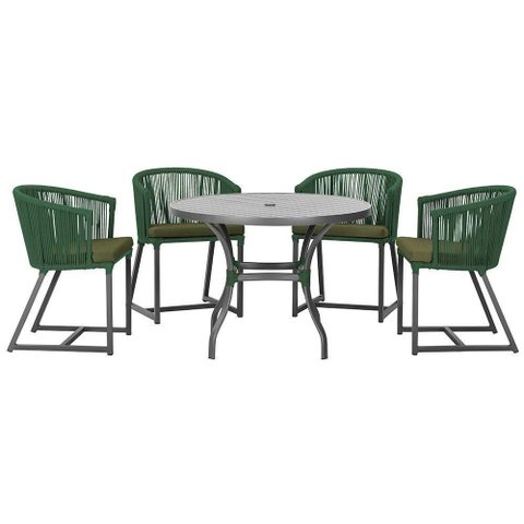 Mesa com 4 Cadeiras e Noronha Estofado 13 Trama Original Verde