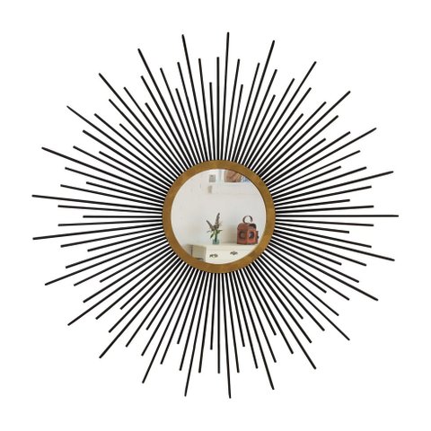 Espelho decorativo de parede redondo com moldura palitada celestial preto