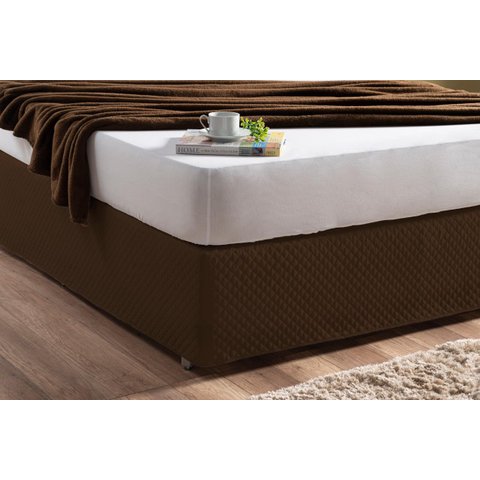 Capa Protetora para Cama Box Solteiro Saia Box Tabaco