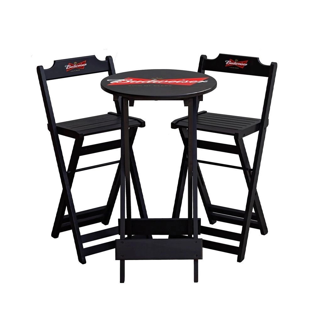 Conjunto Bistrô de Madeira Dobrável com Logo Budweiser Mesa com 2 Banquetas - 1