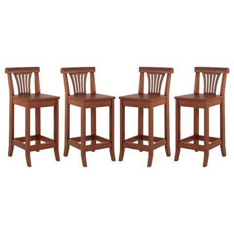 Kit 4 Banquetas Média Madeira Maciça Valentina 36x90Cm Bancada Cozinha Gourmet Verniz Imbuia - RMI