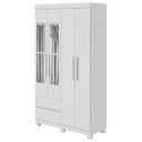 Ver imagem 1 de Guarda-roupa Solteiro com Espelhos 4 Portas 2 Gavetas com Pés Zeus Lopas - Branco