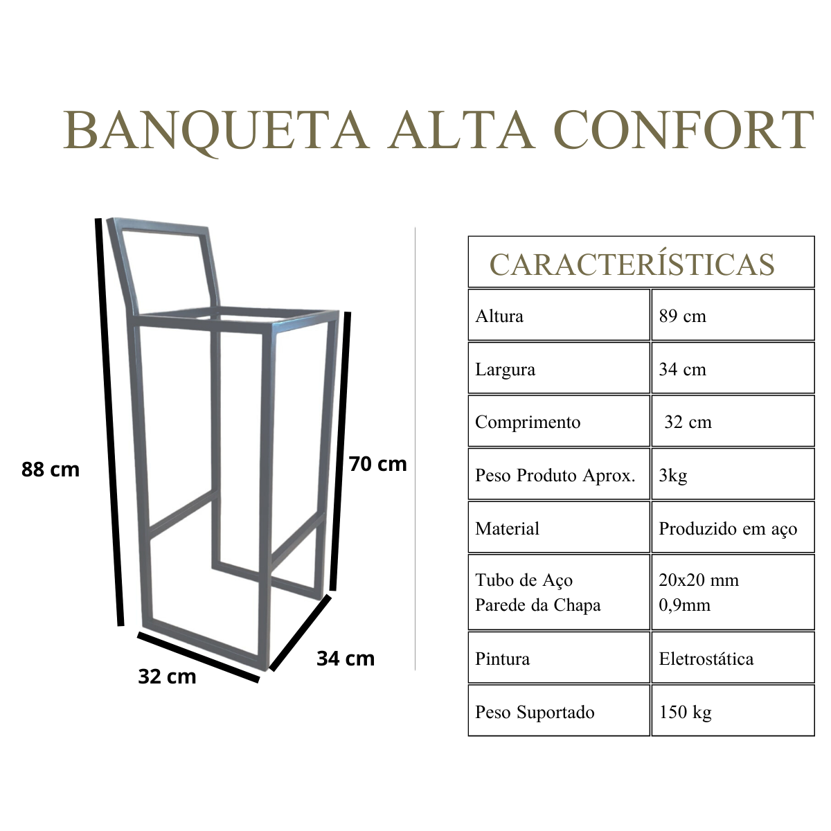 Banqueta Alta Confort com Assento Estofado Don Castro Decor Amarelo - 2