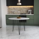 Ver imagem 1 de Mesa de Jantar Redonda 90cm Branca Clips 3 Pés Ferro Preto