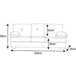 Sofá 2 e 3 Lugares Fresno Pés Madeira Couro Preto - Mempra - 3