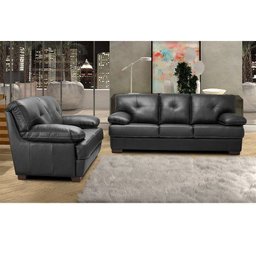 Sofá 2 e 3 Lugares Fresno Pés Madeira Couro Preto - Mempra - 2