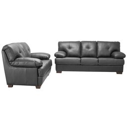 Sofá 2 e 3 Lugares Fresno Pés Madeira Couro Preto - Mempra - 1