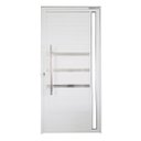 Ver imagem 1 de Porta Pivotante de Alumínio Branco com Puxador, Friso e Visor Linha Veneza:Direita/ 210 x 120
