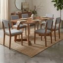 Ver imagem 2 de Mesa de Jantar Caju com 6 Cadeiras Estofadas Sabia Linho Cinza Ornar